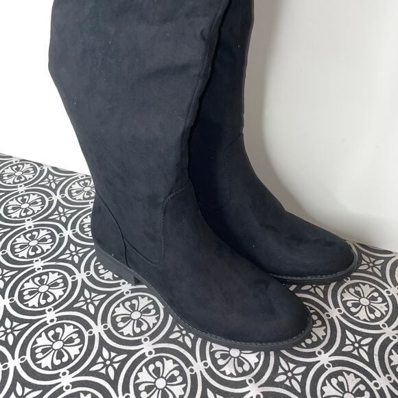 Sun + Stone Allicce Over-the-Knee Boots, black faux suede 8.5M - Picture 10 of 15